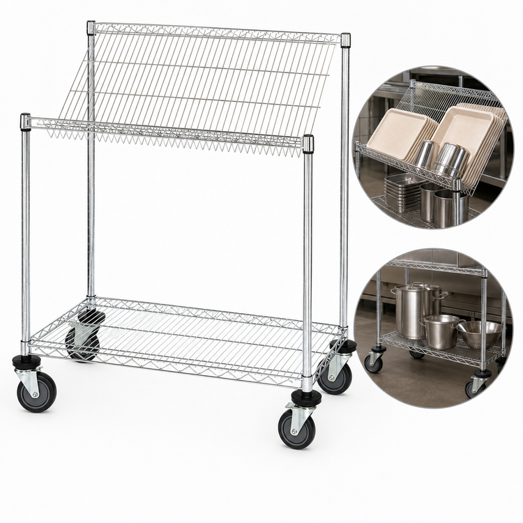 Product image #3 for Quantum Chrome-Plated Mobile Wire Shelving Cart, 48W x 18D x 40H
