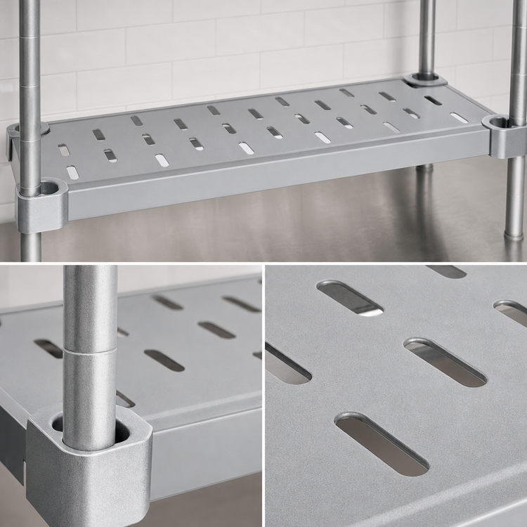Product image #4 for Eagle Group Quik-Set 54 x 24 Inch Louvered Shelf, 14 Gauge Galvanized Steel, Gray Epoxy Finish