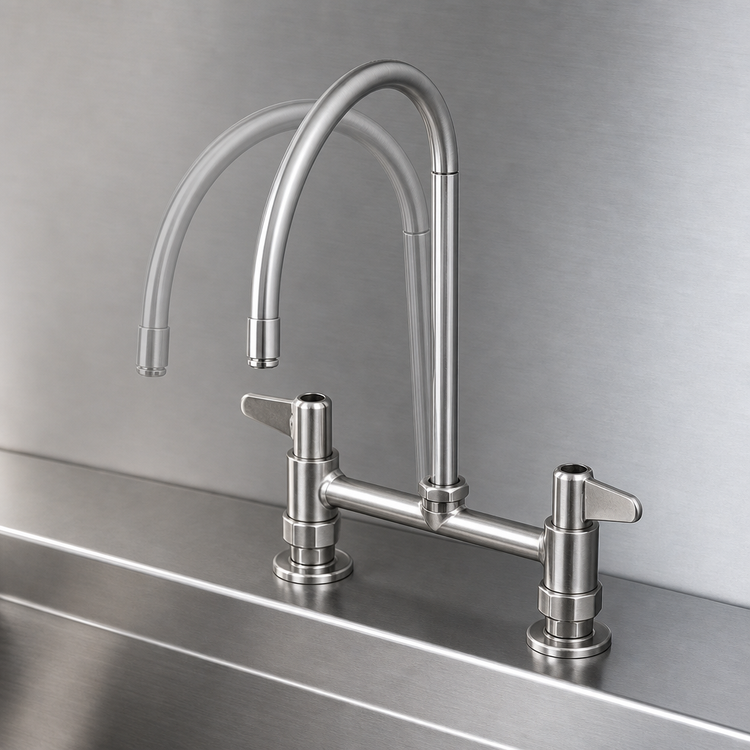 Product image #3 for equip 8-Inch Deck Mount Mixing Faucet with 9-Inch Swivel Gooseneck and Lever Handles