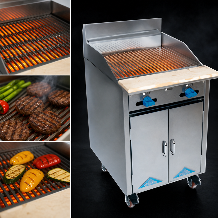 Product image #3 for Comstock-Castle 24-Inch Gas Radiant Char-Broiler Range with Open Front Cabinet Base