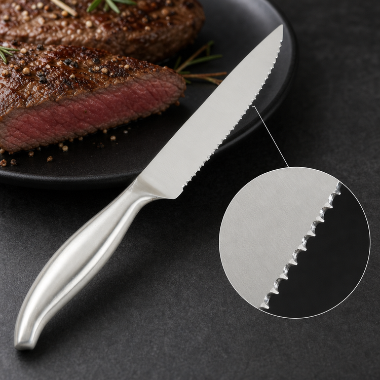 Product image #3 for American Metalcraft Satin Finish Serrated Stainless Steel Steak Knife, 5-Inch Blade, 9-Inch Overall