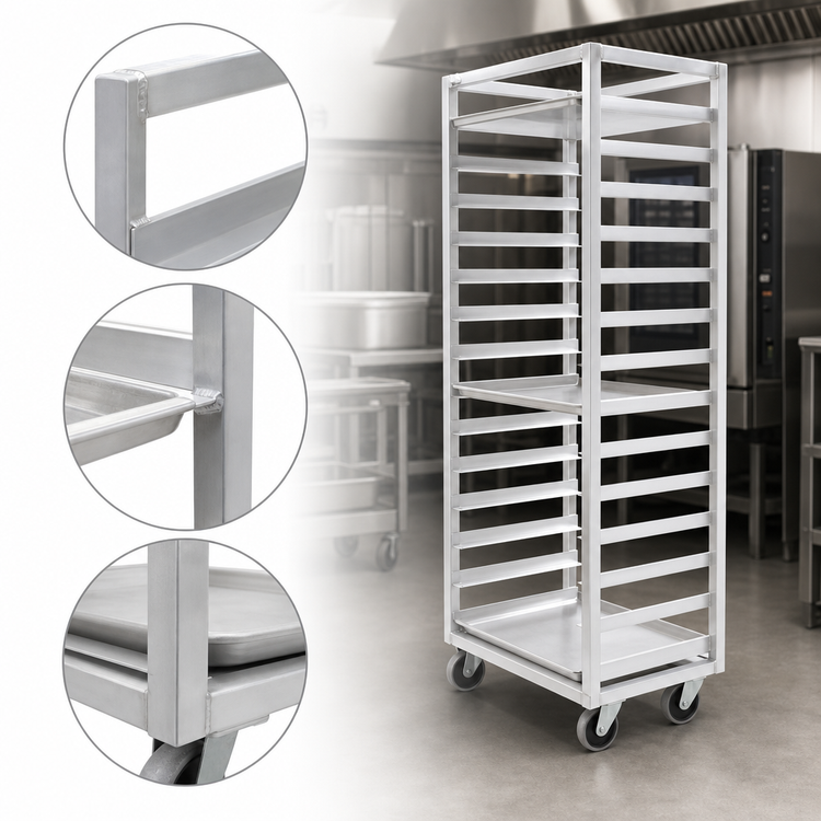 Product image #3 for Eagle Panco Mobile Full-Height Side-Load Oven Rack for 15 Full-Size Sheet Pans