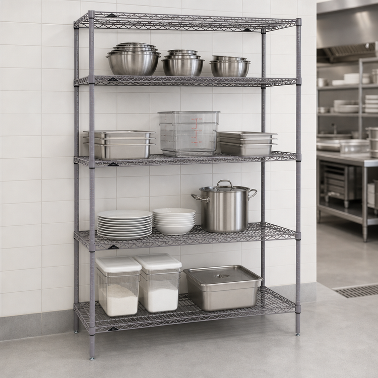 Product image #3 for Metro Super Erecta Stationary Starter Wire Shelving Unit, 60W x 18D x 74H, 4 Shelves, Metroseal Gray