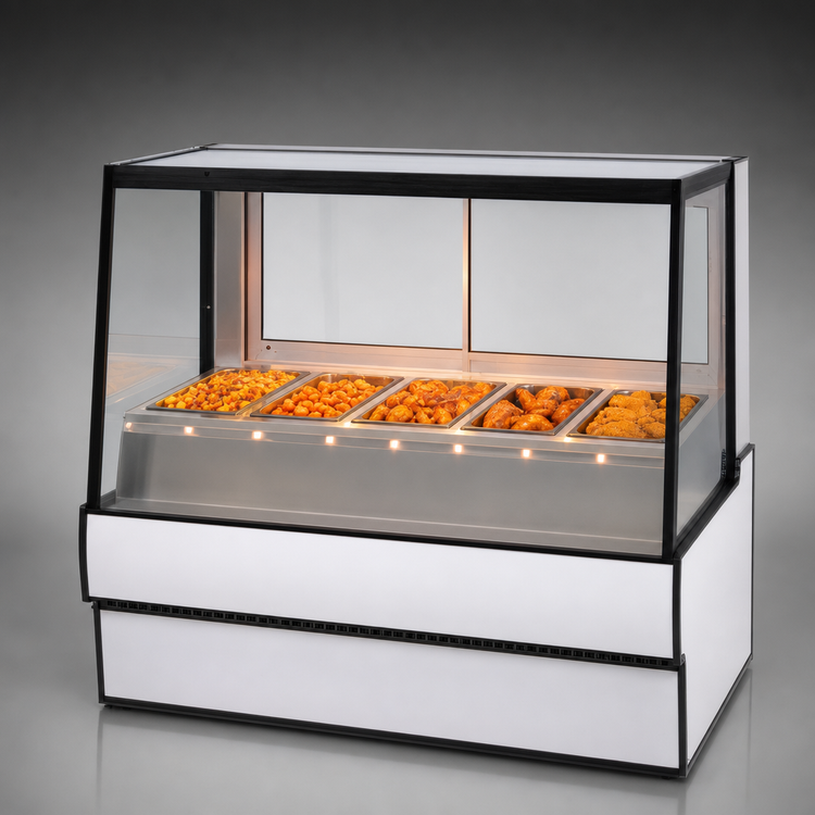 Product image #3 for Federal Industries High Volume 5-Well Heated Deli Case, Wet or Dry Heat, Slanted Glass Countertop Display