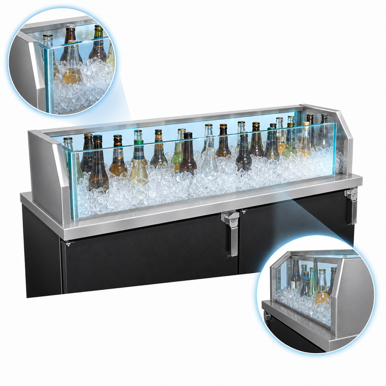 Product image #3 for Glastender Back Bar Glass Ice Display Unit for Bottled Beverages, 48 Inch W x 24 Inch D x 9 Inch H