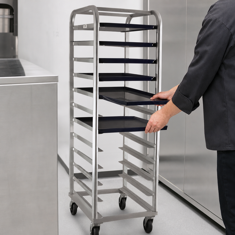 Product image #3 for New Age Mobile End-Loading Aluminum Platter Rack for 6 12 in. x 26 in. Platters