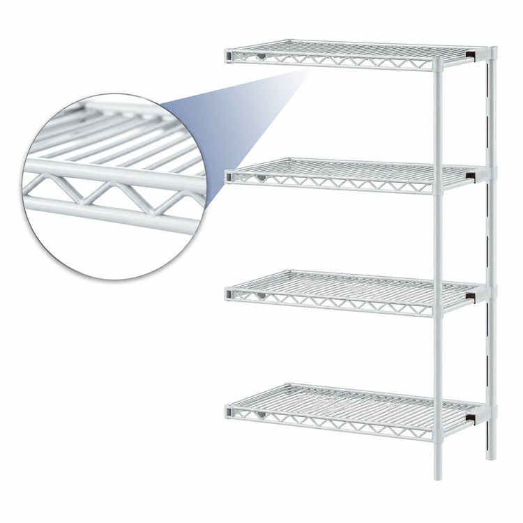 Product image #3 for EagleGard 4-Tier Add-On Wire Shelving Unit, 24W x 18D x 63H, Hybrid Epoxy Finish
