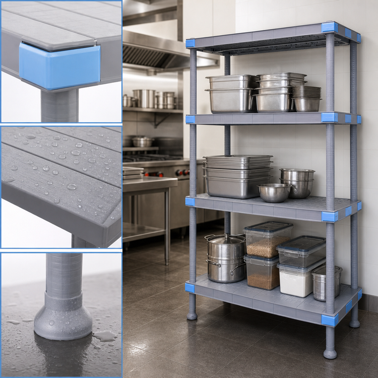 Product image #3 for Millenia Gray Polymer Stationary Starter Shelving Unit with 4 Solid Shelves, 72-Inch W x 24-Inch D x 74-Inch H