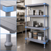 Thumbnail image #3 for Millenia Gray Polymer Stationary Starter Shelving Unit with 4 Solid Shelves, 72-Inch W x 24-Inch D x 74-Inch H
