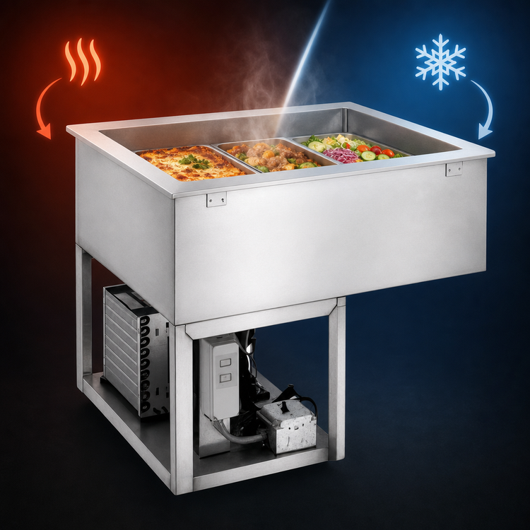 Product image #3 for Wells HRCP-7300 Dual-Temperature 3-Pan Self-Contained Drop-In Hot/Cold Food Well