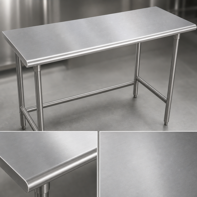 Product image #3 for Advance Tabco Premium Series Flat Top Open Base Stainless Steel Work Table, 144W x 30D