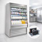 Thumbnail image #4 for Howard-McCray Ovation Series SC-OD30E-3-S-LED 39"W x 72"H Dairy Open Merchandiser, Self-Contained, Stainless Steel, 3 Lighted Shelves