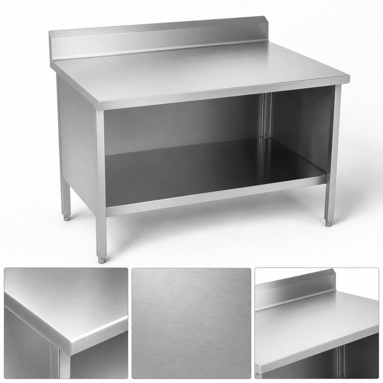 Product image #3 for John Boos Enclosed Base Open Front Work Table, 36 x 30 Inches, 14-Gauge Stainless Steel Top, 5-Inch Backsplash