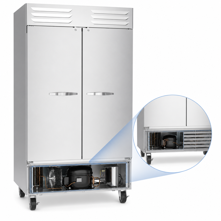 Product image #3 for Beverage Air Vista Series Two-Section Bottom-Mount Reach-In Refrigerator, Solid Doors, 44 Cu. Ft.