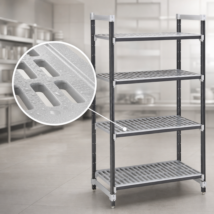 Product image #3 for Cambro Camshelving Elements XTRA 4-Shelf Stationary Starter Unit, Vented, 21 x 48 x 84 Inches, Speckled Gray