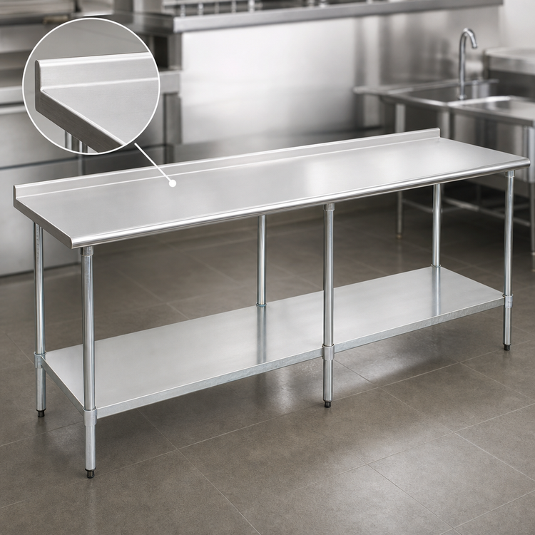 Product image #3 for Eagle Deluxe Series 108-Inch x 24-Inch Stainless Steel Work Table with Rear Upturn and Adjustable Undershelf