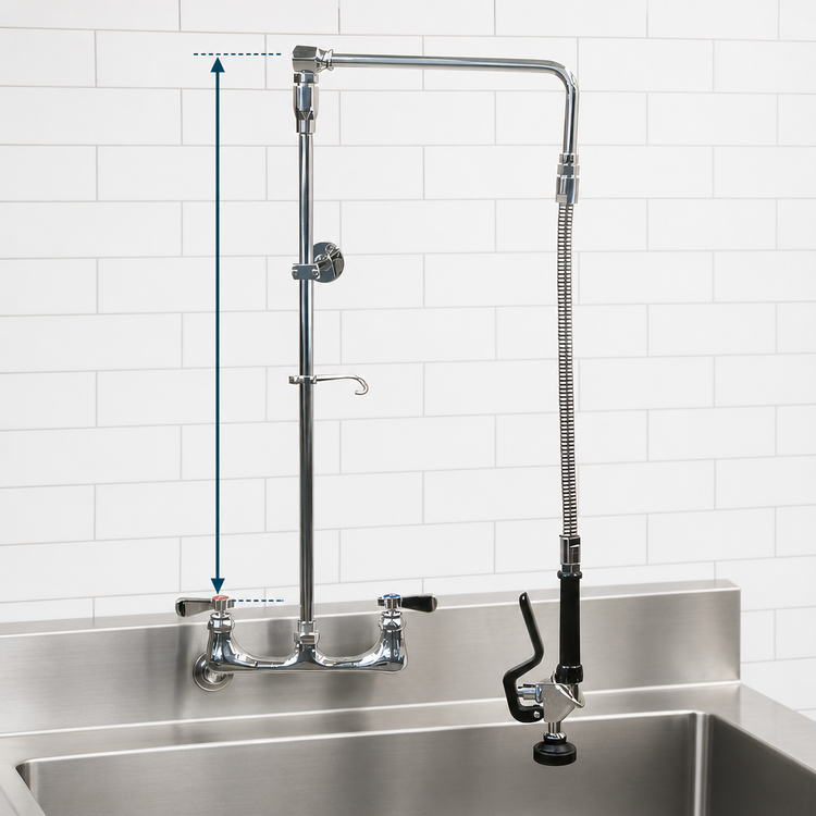 Product image #3 for BK Resources Optiflow 14-Inch Swing Arm Pre-Rinse Add-On Faucet Assembly, 8-Inch O.C. Splash Mount