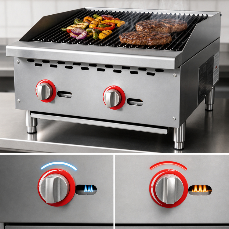 Product image #3 for 24-Inch Countertop Natural Gas Radiant Charbroiler with 2 Stainless Steel Burners