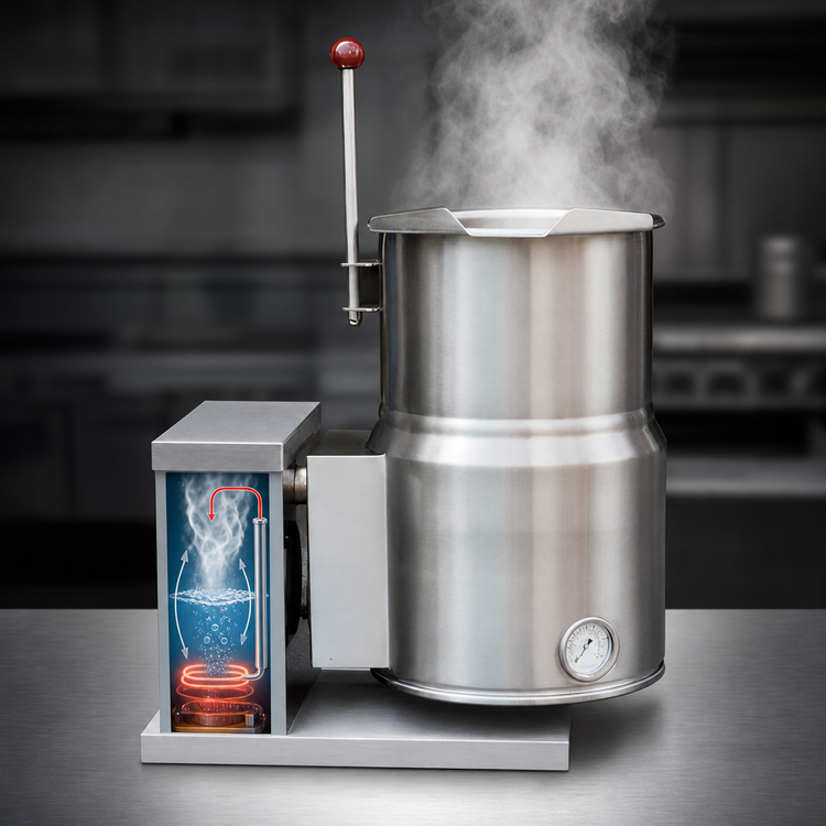 Product image #3 for Crown EC-10TWL 10 Gallon Electric Countertop Tilting Kettle with Left Console