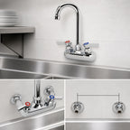 Thumbnail image #3 for Krowne Silver Series 10-400L Commercial Wall-Mounted Gooseneck Faucet, 4-Inch Centers, 3-1/2-Inch Spout, Ceramic Valve Case of 20