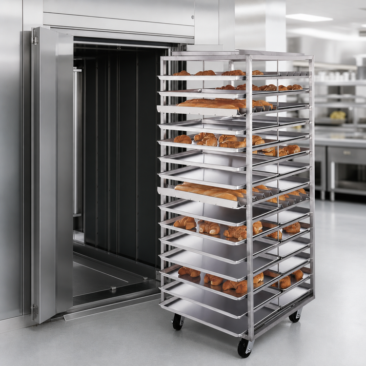 Product image #3 for Doyon Roll-In Single-Side Loaded Stainless Steel Load Rack for SRO2 Models, 12-Pan Capacity