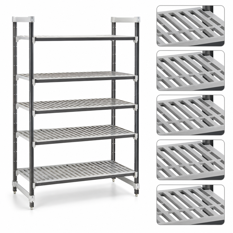 Product image #3 for Cambro Camshelving Elements XTRA 18" Deep x 30" Long x 72" High 5-Tier Vented Stationary Starter Unit