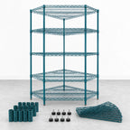 Thumbnail image #3 for Quantum WR74-2442CRNP-5 5-Shelf Stationary Wire Shelving Starter Kit, 42 x 24 in, Green Epoxy Antimicrobial Finish