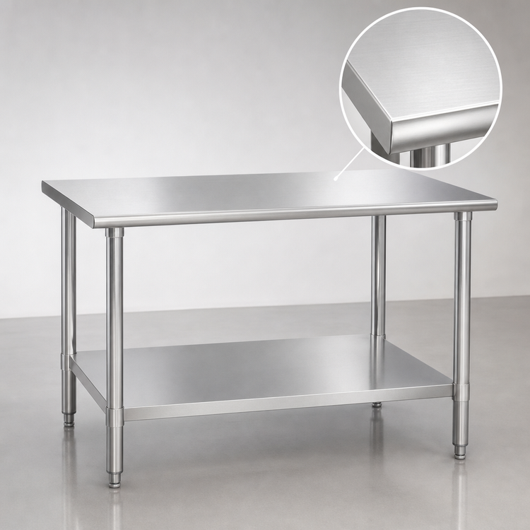 Product image #3 for Eagle Group Budget Series 84-Inch x 24-Inch Flat Top Work Table with Adjustable Undershelf and 430 Stainless Steel Top