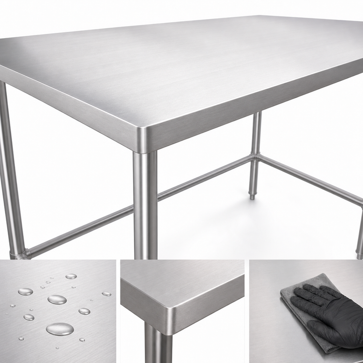 Product image #3 for Klinger's Trading NSG3048 Heavy Duty Stainless Steel Open Base Work Table, 48 x 30 x 36 Inches