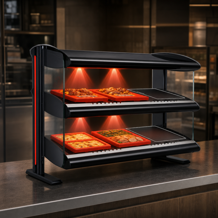 Product image #3 for Hatco Spot On Slant Dual-Shelf Heated Zone Merchandiser Warmer, 60-Inch Countertop Hot Food Display