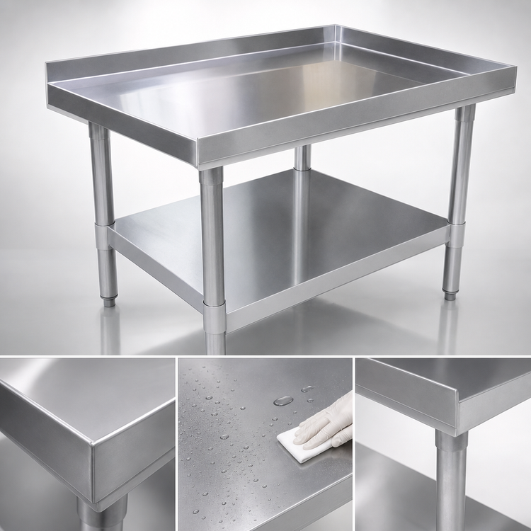 Product image #3 for Omcan Standard Series 48-Inch x 30-Inch x 24-Inch Stainless Steel Equipment Stand with Galvanized Undershelf