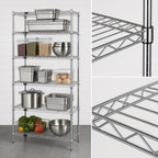 Thumbnail image #3 for Quantum WR86-2124C-5 Stationary Chrome Wire Shelving Starter Unit, 24"W x 21"D x 86"H, 5 Shelves, 4 Posts