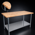 Thumbnail image #3 for John Boos 36 x 36 Inch Northern Hard Rock Maple Wood Top Work Table with Stainless Steel Base and Adjustable Undershelf