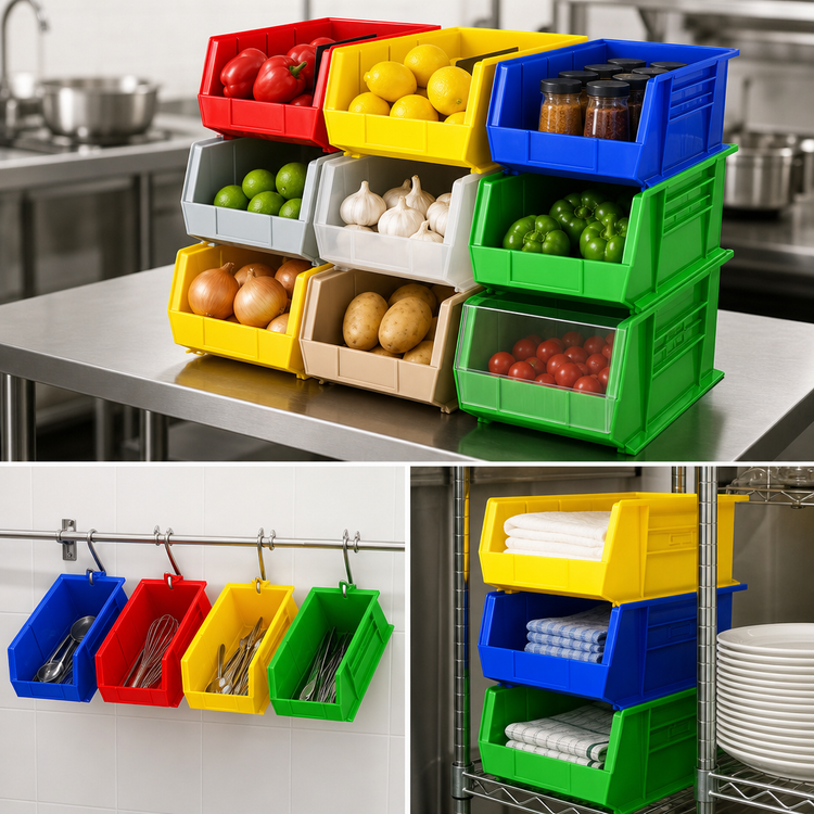 Product image #3 for Quantum QUS240 Stackable and Hanging Shelf Bin, 8-1/4 x 14-3/4 x 7 Inch