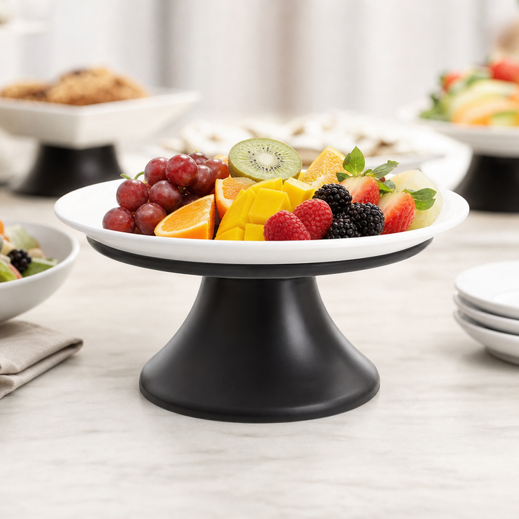 Product image #3 for Lift Collection Round Black Melamine Buffet Pedestal, 6 1/2-Inch Diameter x 3 1/4-Inch High