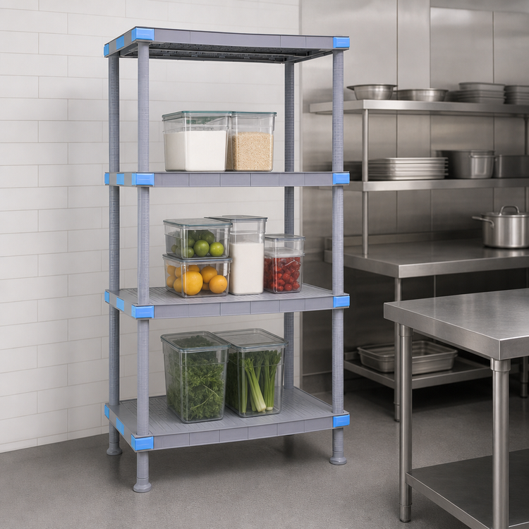 Product image #3 for Quantum Millenia 30 Inch Wide x 21 Inch Deep x 86 Inch High Polymer Solid Shelving Starter Unit with 4 Shelves