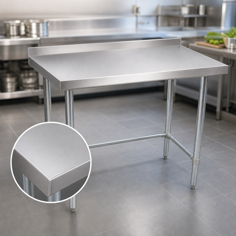 Product image #3 for BK Resources 72" x 18" Open Base Riser Top Stainless Steel Work Table with Galvanized Legs