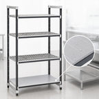 Thumbnail image #3 for Cambro Camshelving® Elements EXU182464VS4480 4-Tier Stationary Polymer Shelving Unit, 18"W x 24"L x 64"H, 3 Vented + 1 Solid, Gray