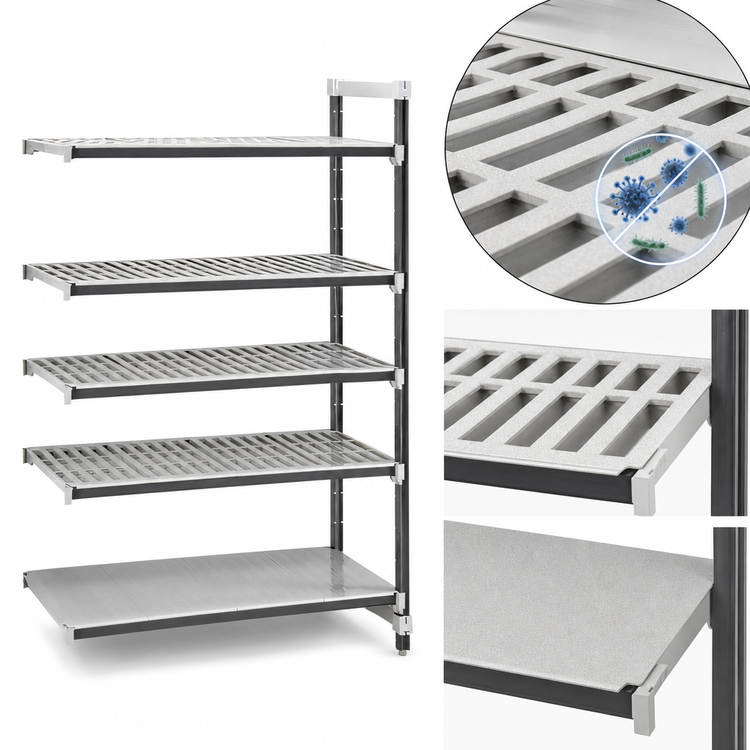 Product image #3 for Camshelving Elements XTRA 5-Shelf Stationary Add-On Polymer Shelving Unit, 24-Inch Deep x 36-Inch Wide x 84-Inch High, Vented & Solid, Speckled Gray