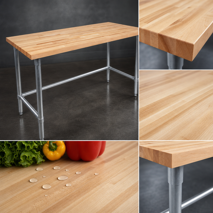 Product image #3 for John Boos HNB03 60-Inch x 24-Inch Wood Top Work Table with Galvanized Base