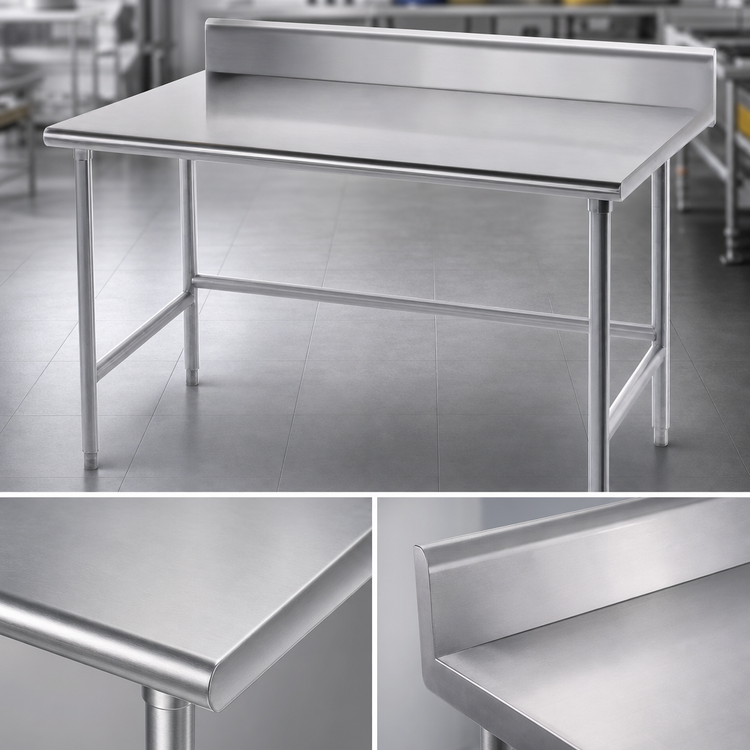 Product image #3 for Advance Tabco TSKG-364 Stainless Steel Work Table with 5-Inch Backsplash, 48 x 36 Inches