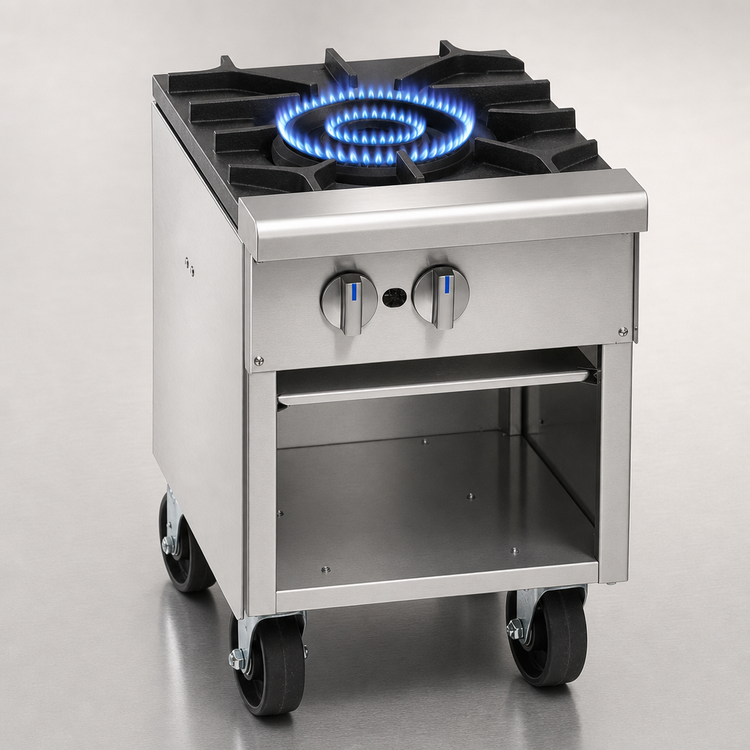 Product image #3 for Imperial 18-Inch Gas Stock Pot Range with Single 3-Ring Burner, Open Front Cabinet and Stainless Steel Exterior