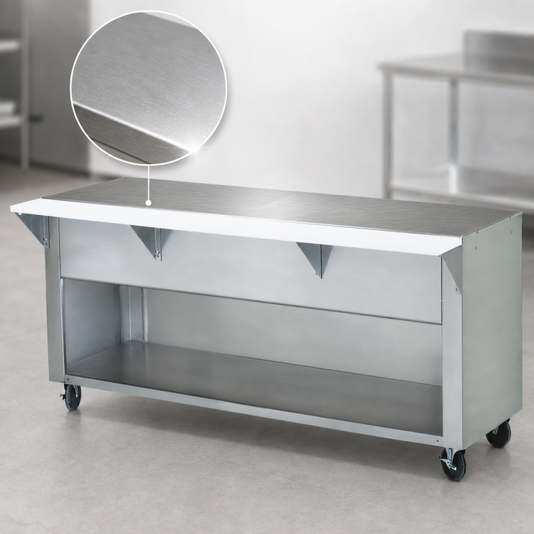 Product image #3 for Advance Tabco Triumph Supreme Solid Top Utility Station with Poly Cutting Board and Open Cabinet Base