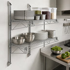 Thumbnail image #3 for Quantum WC34-CB1272P Double-Shelf Wall-Mounted Cantilever Wire Shelving Unit, 72"W x 12"D, Green Epoxy Finish