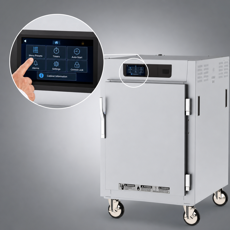 Product image #3 for Metro C5 8 Series Mobile 1/2 Height Pass-Thru Controlled Temperature Holding Cabinet with Solid Doors and Universal Wire Slides