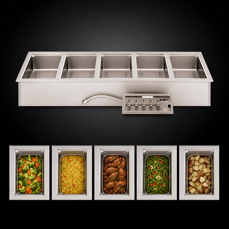 Product image #3 for Wells MOD-500T 5-Pan Top-Mount Built-In Electric Wet/Dry Food Warmer