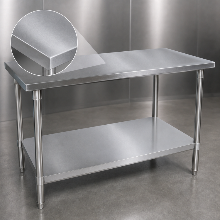 Product image #3 for John Boos Stallion 72-Inch x 36-Inch 16-Gauge Stainless Steel Flat Top Work Table with Fixed Undershelf