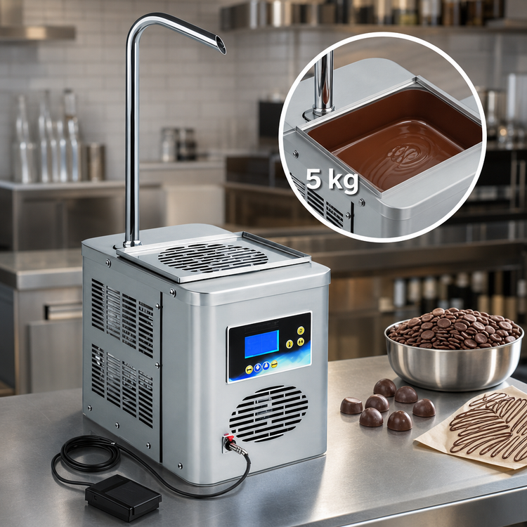 Product image #3 for Pomati Cube Chocolate Melter with 5 kg Heated Tank and Pedal Doser
