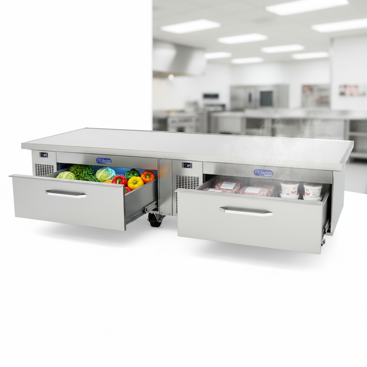Product image #2 for Randell FX-2CS-290 96-Inch Flexible Refrigerator/Freezer Chef Stand with 2 Drawers