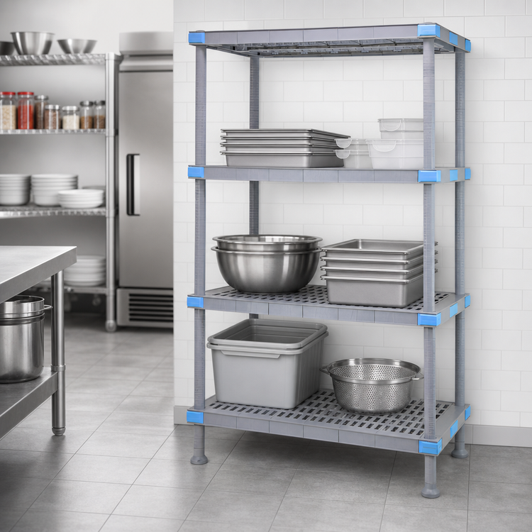Product image #3 for Quantum Millenia 48 x 24 x 62 Inch Gray Polymer 4-Shelf Starter Shelving Unit